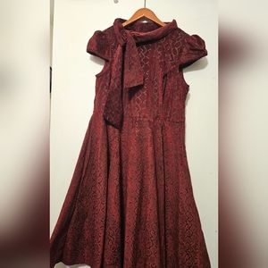 Hearts & Roses Velvet Tea Dress Pinup Vintage Retro VLV